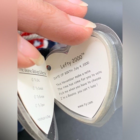 Lefty Political Donkey Beanie Baby 2000 USA Stars Stripes Red White Blue - Picture 7 of 7